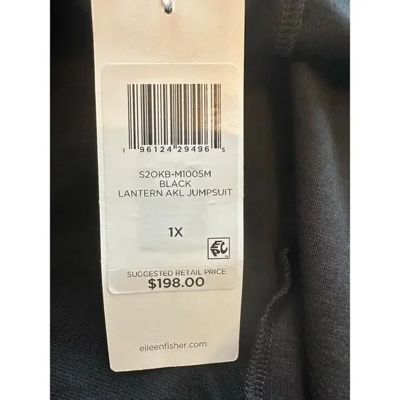 Eileen Fisher Cotton Ponte Lantern Jumpsuit Size 1X NWT